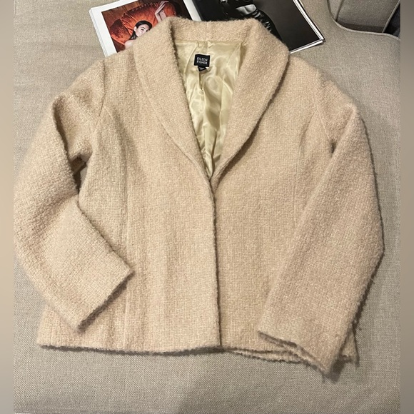 Eileen Fisher Boucle Lined Wool Jacket / Blazer In Cream/Ivory Size M - Picture 6 of 15